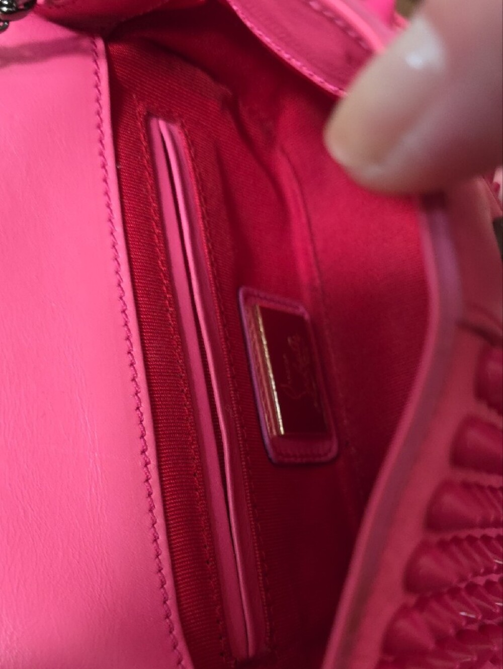 Christian Louboutin "Sweet Charity" Hot Pink Spike-Trim Bow Crossbody Bag 💖 - Picture 16 of 17